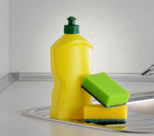 Dish washing liquid helps to remove grease and oil from dishes.