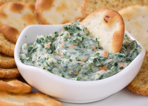 Spinach may be served as a dip.