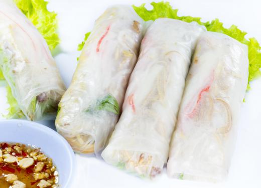 Fresh spring rolls are often dipped in a sauce made with sweet chillis, fish sauce, and other common Asian ingredients.