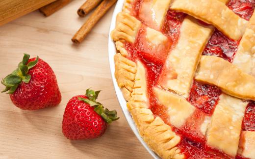 Lattice tart shells have a top that partially displays the filling inside.