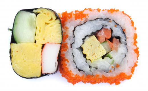 Sushi is often eaten with chopsticks.