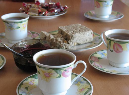 Halva is often served with coffee or tea.