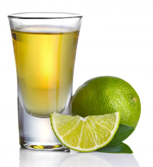 Tequila shots are often served with lime.