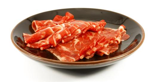 Thinly sliced Matsusaka beef.