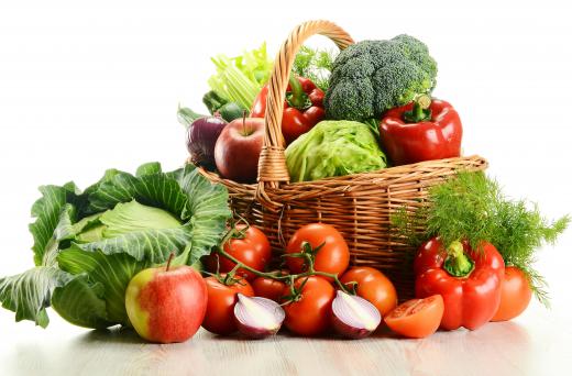 Fruit and vegetables, which make up a large part of a raw vegan diet.