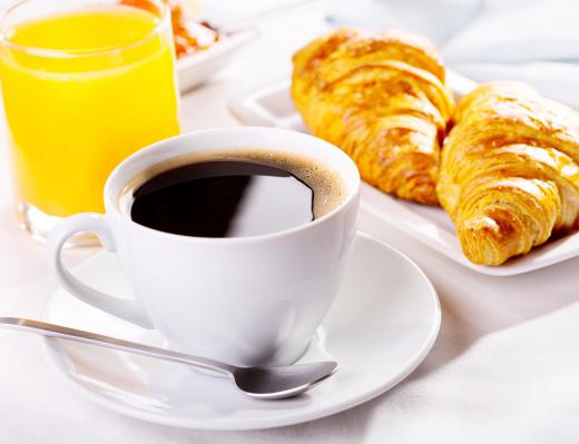 Pain aux raisins are commonly eaten along with other continental breakfast fare.