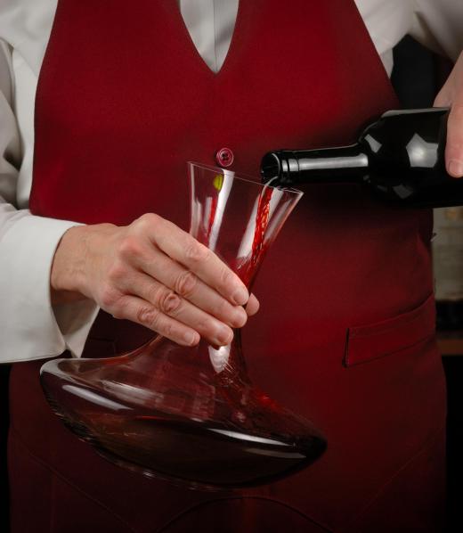 A decanter is used to allow red wine sediment to settle at the bottom.