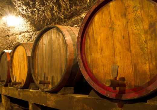 High wine is sometimes aged in casks.