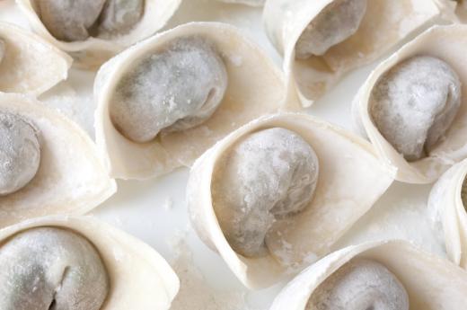 Wonton skins closely resembles pasta before it is cooked.